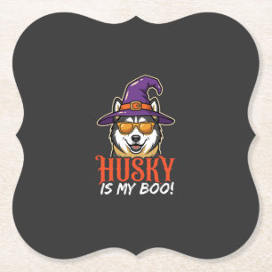 Porta-copo De Papel Chapéu de Bruxa do Husky de Halloween é Meu Amor