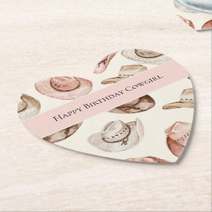 Porta-copo De Papel Chapéus de Cowgirl Rosa Creme Ocidental Feliz Aniv