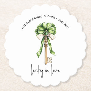Porta-copo De Papel Chave de Ouro Clover Chá de Noiva Personalizado