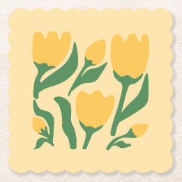 Porta-copo De Papel Cheerful Yellow Tulips Paper Coaster