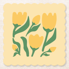 Porta-copo De Papel Cheerful Yellow Tulips Paper Coaster