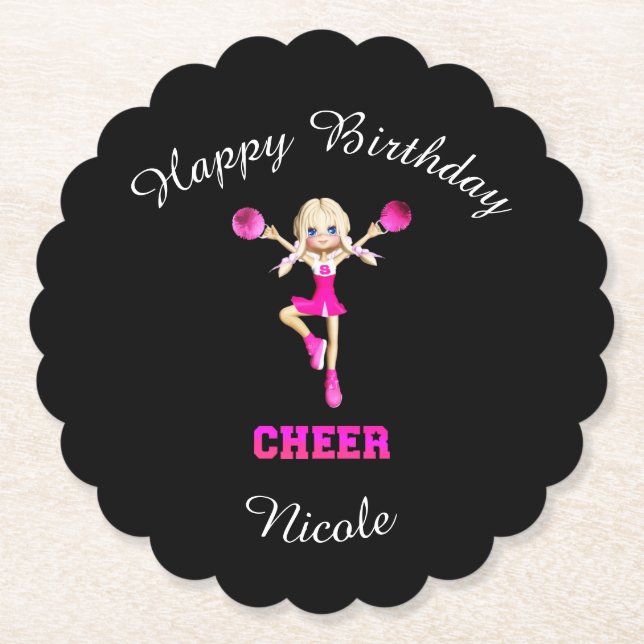 Porta-copo De Papel Cheerhead "Happy Birthday" personalizado (Frente)