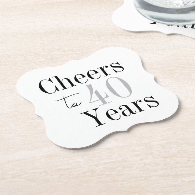 Porta-copo De Papel Cheers to 40 Years Minimal Silver Party (Angular)