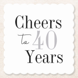 Porta-copo De Papel Cheers to 40 Years Minimal Silver Party