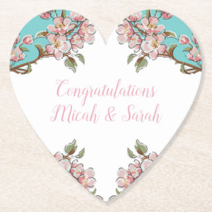 Porta-copo De Papel Cherry Blossom Teal Retro Vintage Chá de fraldas