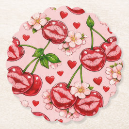 Porta-copo De Papel Cherry Kiss Paper Coaster