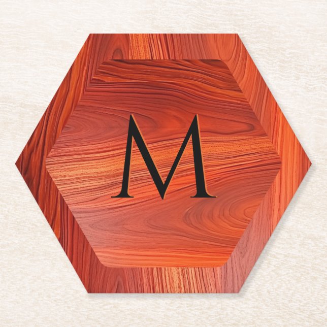 Porta-copo De Papel Cherry wood texture custom monogram. (Frente)