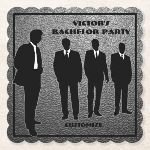 Porta-copo De Papel Chic Black & Silver Bachelor Party