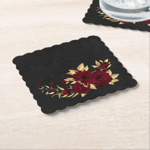 Porta-copo De Papel Chic burgundy e ouro preto