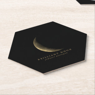 Porta-copo De Papel Chic Ouro Fase Lunar Mística Preto
