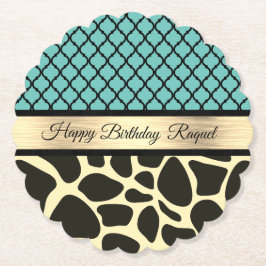 Porta-copo De Papel Chic Quatrefoil Giraffe Impressão Birthday Persona