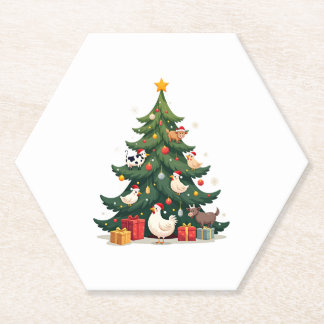 Porta-copo De Papel Chicken Cow Goat Horse Farm Animal Farmer Christma