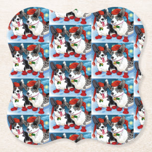 Porta-copo De Papel Christmas Corgis