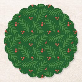 Porta-copo De Papel Christmas Greenery Berries Festive Holiday Party