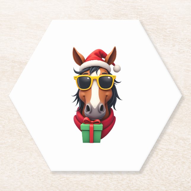 Porta-copo De Papel Christmas Horse Back Riding Santa Xmas Women Girls (Frente)
