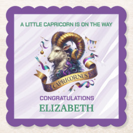 Porta-copo De Papel Chuva de Bebê Capricórnio Lavanda e Verde Zodíaco