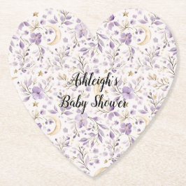 Porta-copo De Papel Chuva de Bebê Floral de Luas e Estrelas Brancas Ro