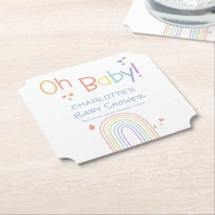 Porta-copo De Papel Chuva de Cores com Corações Baby Shower