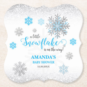 Porta-copo De Papel Chuva de Flocos de Neve Azul Prateado e Brilhante 