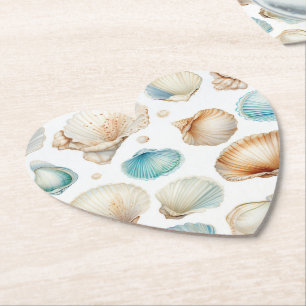 Porta-copo De Papel Chuva de Noiva Aqua Cream Beach Shells