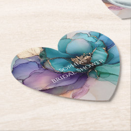Porta-copo De Papel Chuva de Noiva Flor Roxa Azul Dourado Aqua