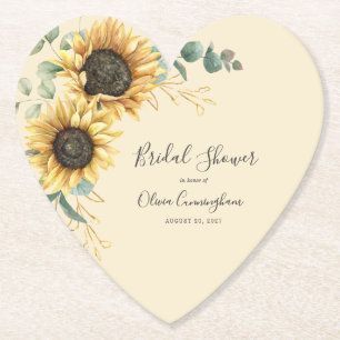 Porta-copo De Papel Chuva de Noiva Girassol Falso Dourado Floral Scrip