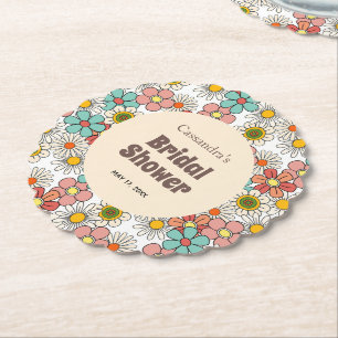 Porta-copo De Papel Chuva de Noiva Retro Hippie Groovy Flor 