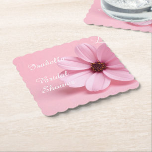 Porta-copo De Papel Chuva de Noiva Rosa Bege Floral Script