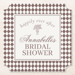 Porta-copo De Papel Chuva de Noiva Xadrez Harlequim Marrom Mocha