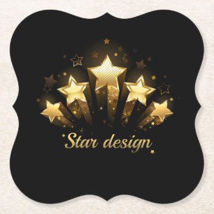 Porta-copo De Papel Cinco estrelas douradas a preto