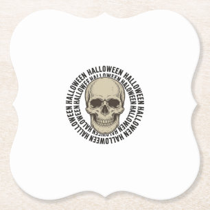 Porta-copo De Papel Círculo de Caveira de Halloween Desenho de Gravura