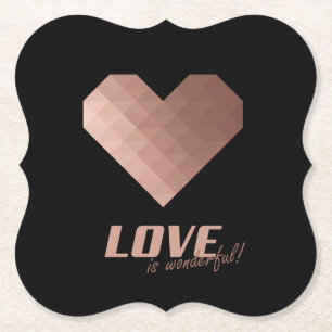 Porta-copo De Papel Citação de amor maravilhosa, coração de ouro rosa