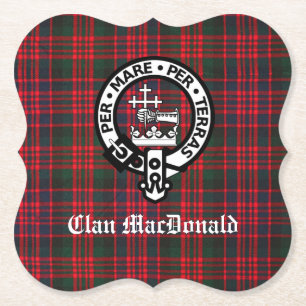 Porta-copo De Papel Clan MacDonald Crest e Modern Tartan