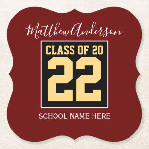 Porta-copo De Papel Classe de 2022 Burgundy Black and Dourado Graduati