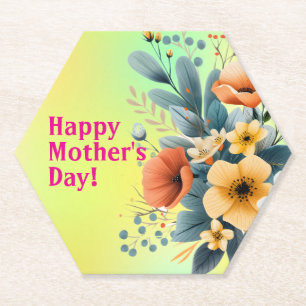 Porta-copo De Papel Clipart de Flores Boho do Dia das Mães-61983