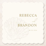 Porta-copo De Papel Coastal Ivory & Gold Hand Drawn Seashell Wedding<br><div class="desc">Add a refined coastal touch to your reception with this ivory and gold seashell wedding coaster, featuring delicate hand drawn seashell illustration and timeless elegant styling. The sophisticated ivory and gold palette makes it perfect for luxury weddings, destination celebrations, seaside receptions, rehearsal dinners, engagement parties, and elegant summer gatherings. Ideal...</div>