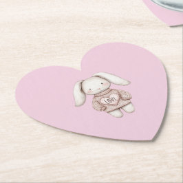 Porta-copo De Papel Coelhinho Fofo Rosa Suéter Coração Chá de Bebê