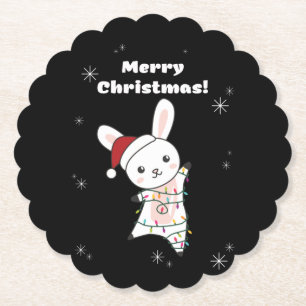 Porta-copo De Papel Coelhinhos Feliz Natal Animais de inverno Coelhos