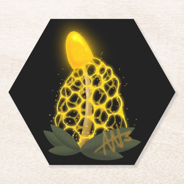 Porta-copo De Papel Cogumelo Amarelo Magro de Véu Bridal (Frente)