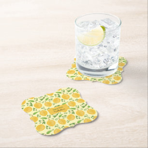 Porta-copo De Papel Coleção Lemon Bloom amarela estampada