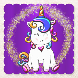 Porta-copo De Papel Colorida Glitter Unicorn Roxo