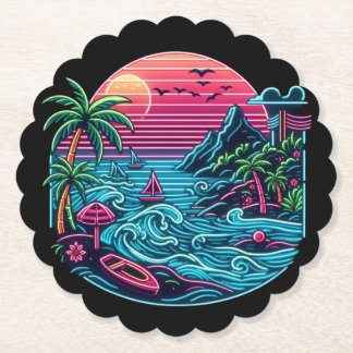 Porta-copo De Papel Colorido. Néon tropical/havaiano