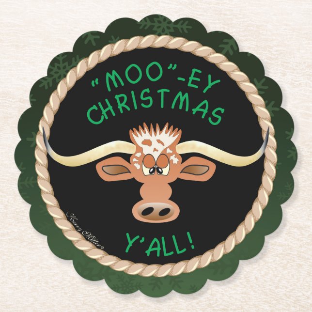 Porta-copo De Papel Comical Longhorn Steer (Frente)