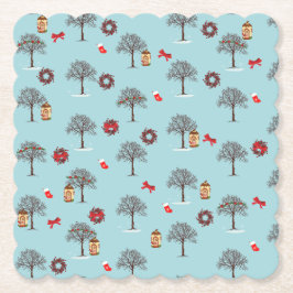 Porta-copo De Papel Condecorações de Natal e árvores sob neve