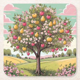 Porta-copo De Papel Conjunto de Portas copos ao quadrado da árvore fru