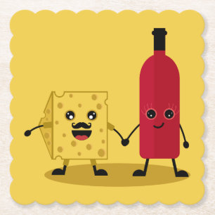 Porta-copo De Papel Convite de festas De Vinho E Queijo