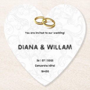 Porta-copo De Papel Convite para Casamento Elegante
