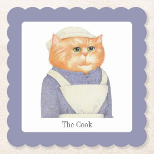 Porta-copo De Papel COOK CAT Scalloped Square Portas copos + Texto