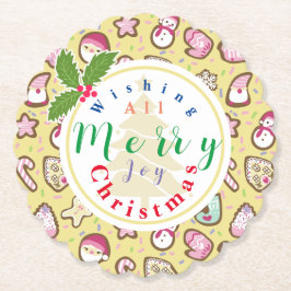 Porta-copo De Papel Cookies Amarelo de Natal