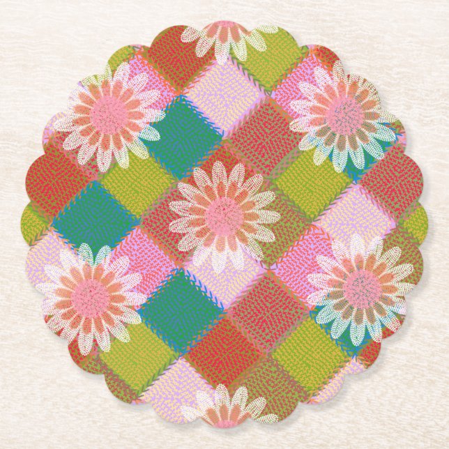 Porta-copo De Papel Copo verde margarida retrô dos anos 70 (Frente)